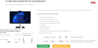 Lenovo ThinkCentre neo 30a 24 Gen 4 - 12K0000AMH voor €585,01 bij Redable