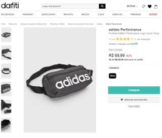 Pochete da Adidas, modelo Perforance Logo Linear - R$ 69,99