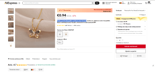 Collier pendentif papillon en Zircon pour femmes à 0,94€