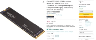 Crucial T500 SSD 2TB PCIe NVMe 4.0 X4 por 135,28€