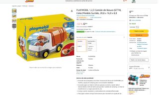 Camión de Basura PLAYMOBIL 1,2,3 por solo 6,99€