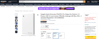 Disque Dur SEAGATE PS5 5 To, LED bleue, Licence Officielle à 158,20€