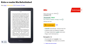 Kobo e-reader Nia Refurbished met gratis cover voor €85 bij Bol