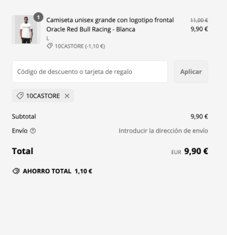 Camiseta unisex grande con logotipo frontal Oracle Red Bull Racing por solo 9,90€