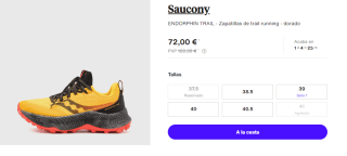 Zapatillas de Trail Running para Mujer Saucony Endorphin por 72€