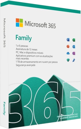 Pacote da Microsoft 365 Family para 6 pessoas e 1TB de armazenamento na nuvem por usuário - R$ 179