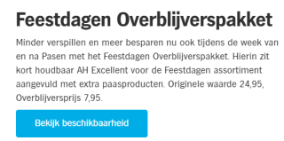 Feestdagen Overblijverspakket voor €7,95 bij de AH