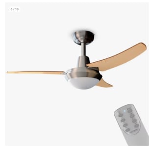 Ventilador de Techo con Mando a Distancia y Luz EnergySilence Aero 480. 65 W, 106 cm de Diámetro, 3 Aspas Reversibles, 3 Velocidades, Acabado en Madera Nogal/Haya por 53.99€