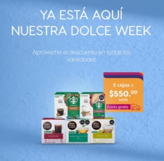 5 Cajas de Cápsulas por $550 en Dolce Gusto