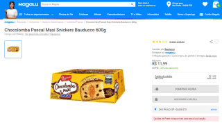 Chocolomba Pascal Maxi Snickers da Bauducco de 600g - R$ 11,99