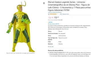 Marvel Hasbro Legends Series - Universo Cinematográfico de en Disney Plus - Figura de Loki Clásico por 15€