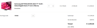 77 inch Samsung QD OLED S90C TV (2023 model) voor €3.299 dmv code bij Apollo