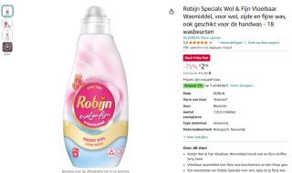 Robijn Specials Wol & Fijn Vloeibaar Wasmiddel voor €2,99 bij Amazon