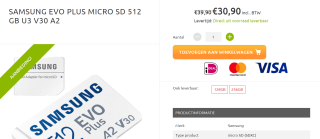 SAMSUNG EVO PLUS MICRO SD 512 GB voor €30,90 bij DataIO