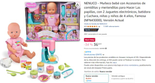NENUCO - Muñeco bebé con Accesorios de comiditas y merienditas para Hacer Las papillas, con 2 Juguetes electrónicos, batidora y Cuchara por 36.39€