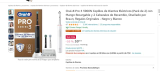 2 Cepillos de Dientes Eléctrico Oral-B Pro 3 3900N por 59,99€
