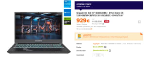 Ordenador Portatil Gigabyte G5 KF-E3ES313SH Intel Core i5-12500H/16GB/512GB SSD/RTX 4060/15.6" por 929€