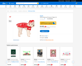 Disfraz Mascota Dinosaurio Raptor Xl por solo $5.000