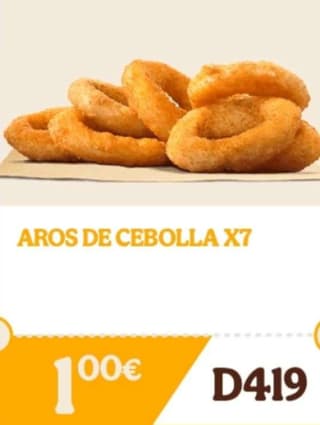 Burger King 7 Aros de cebolla por 1€