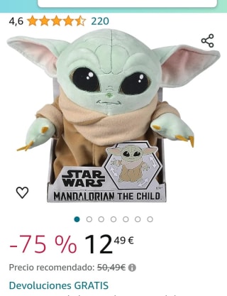 Simba Toys - Peluche Disney Baby Yoda Articulado por 12,49€.
