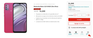 Motorola Moto G20 64GB a $1,840 en Elektra