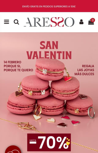 Hasta -70% en Joyerías Aresso.