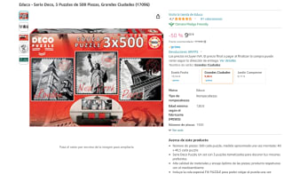 3 Puzzles de 500 Piezas, Grandes Ciudades marca Educa , Serie Deco, por 9€