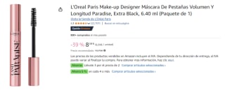 3 Unidades de L'Oreal Paris Make-up Designer Máscara De Pestañas Volumen Y Longitud Paradise, Extra Black, 6.40 ml por 16.34€