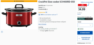 Crockpot Slow Cooker 3,5 liter voor €34,99 bij Lidl
