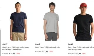 Diverse GANT T-shirts €32,29 dmv code bij Secret sales