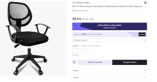 Silla de Oficina Giratoria Ajustable Con Reposabrazos por 27.99€