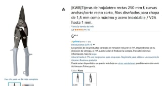 |KWB|Tijeras de hojalatero rectas 250 mm f. curvas anchas/corte recto corto por 6,43€