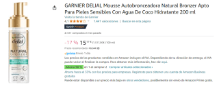 4 Botes de GARNIER DELIAL Mousse Autobronceadora Natural Bronzer Apto Para Pieles Sensibles Con Agua De Coco Hidratante 200 ml por 39.45€
