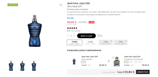 Jean Paul Gaultier Ultra Male Eau De Toilette 125ml por 56,90€