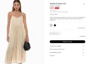 Vestido midi de tirantes regulables y escote en pico por 6.99€