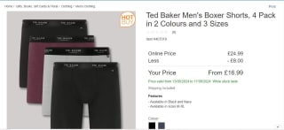 4-Pack Ted Baker Men's Boxer Shorts: £16.99