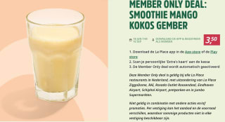 Smoothie mango kokos gember voor €3,50 bij La Place voor members