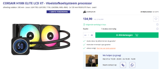 Corsair iCUE H100i ELITE LCD XT - processor liquid cooling system voor €134,90 bij Azerty
