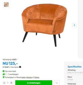 Riverdale Fauteuil June brique voor €125 bij Timco voordeelmarkt