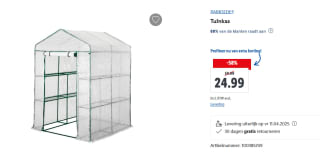 Kunststof Tuinkas 140x140 voor €24,99 in de Lidl webshop