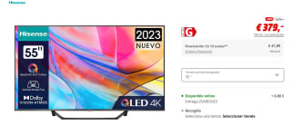 Smart TV Hisense 55A7KQ UHD 4K QLED de 55" por 379€