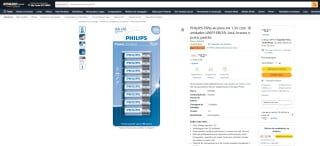 Pilha alcalina AA da PHILIPS com 16 uni - R$ 52,22