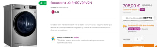 Secadora de 9kg LG RH90V9PV2N por 675€