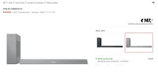 Philips TAB8505 - Soundbar met subwoofer - Grijs voor €147 bij de Mediamarkt