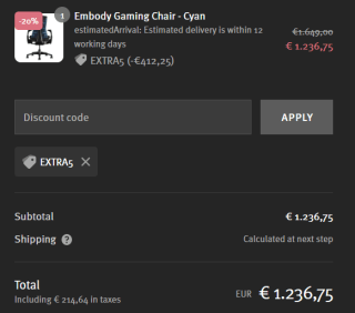 Herman Miller X Logitech G Embody Gaming Chair - Cyan voor €1.236,75 dmv code