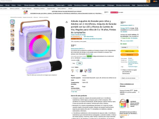 Karaoke para niños y Adultos con 2 micrófonos y Luces LED por 16,99€