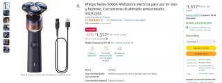 Afeitadora Philips Series 5000X por $1,317 | Descuento Amazon