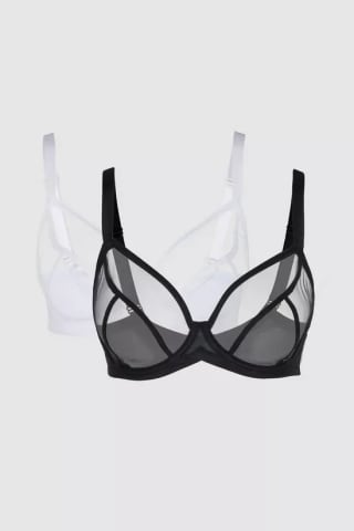 Gorgeous DD+ 2-Pack Sheer Non-Pad Plunge Bra - £5