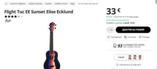 Guitare Ukukélé format Concert Flight Tuc EE Sunset Elise Ecklund à 33€