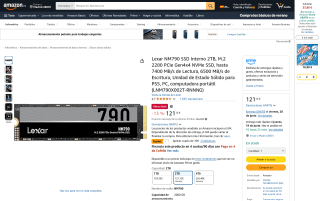 Lexar NM790 2TB M.2 PCIe Gen4x4 NVMe SSD por 111,12€